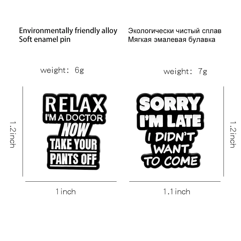 

Funny Letter Label Brooch Dialogue Phrase "I am a doctor" Letter Brooch Slogan Clothes Badges Banner Bag Pins Gift For Friends