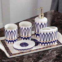 ceramic porcelain bathroom sanitary ware set soap dispenser dish couple cup washtools 5 pieces kit luxury wedding gift present
