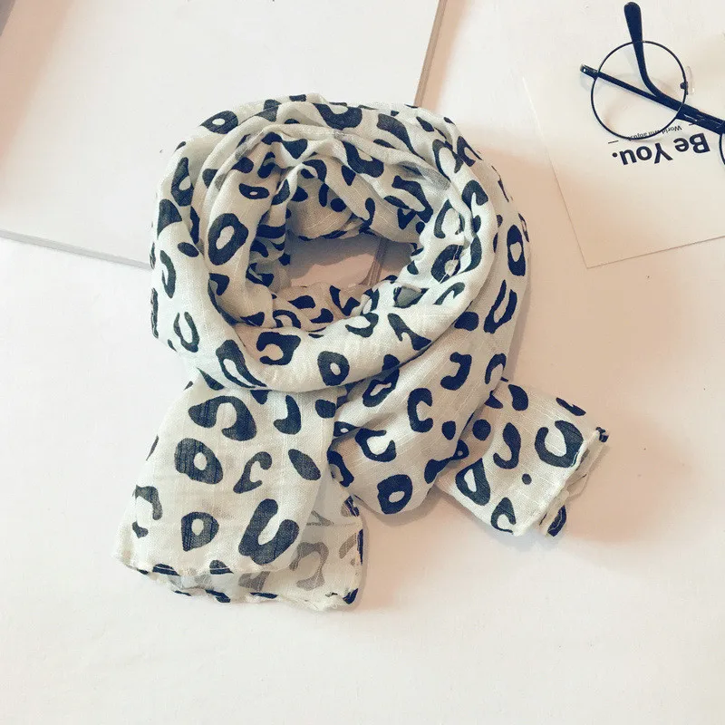 Детский хлопковый шарф с леопардовым принтом модный в Корейском стиле кольцом