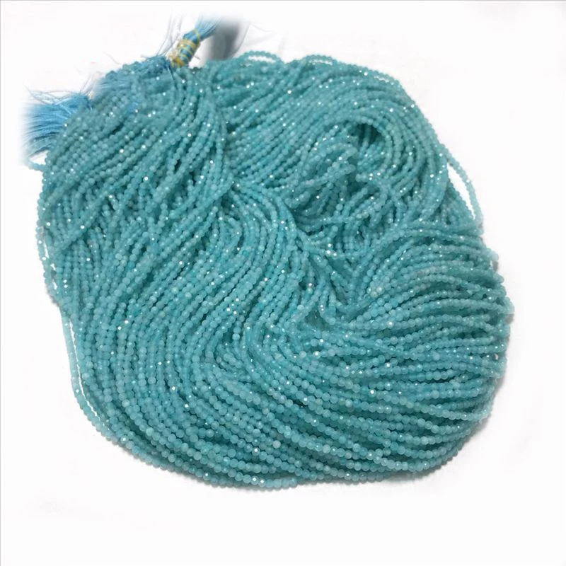 

Natural Blue Amazonite stone 2-5.5mm new faceted Round loose beads diy woman jewelry