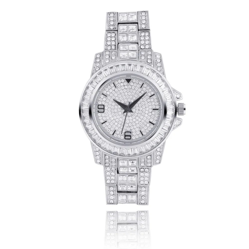 GUCY AAA ICED OUT хип-хоп наручные часы с микро pave CZ браслет из нержавеющей стали Прямая поставка