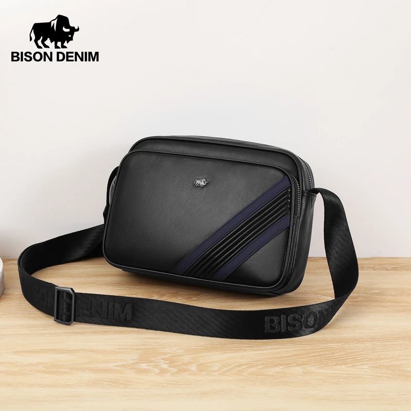 Сумка на плечо BISON DENIM N20055 мужская из натуральной кожи маленький мессенджер