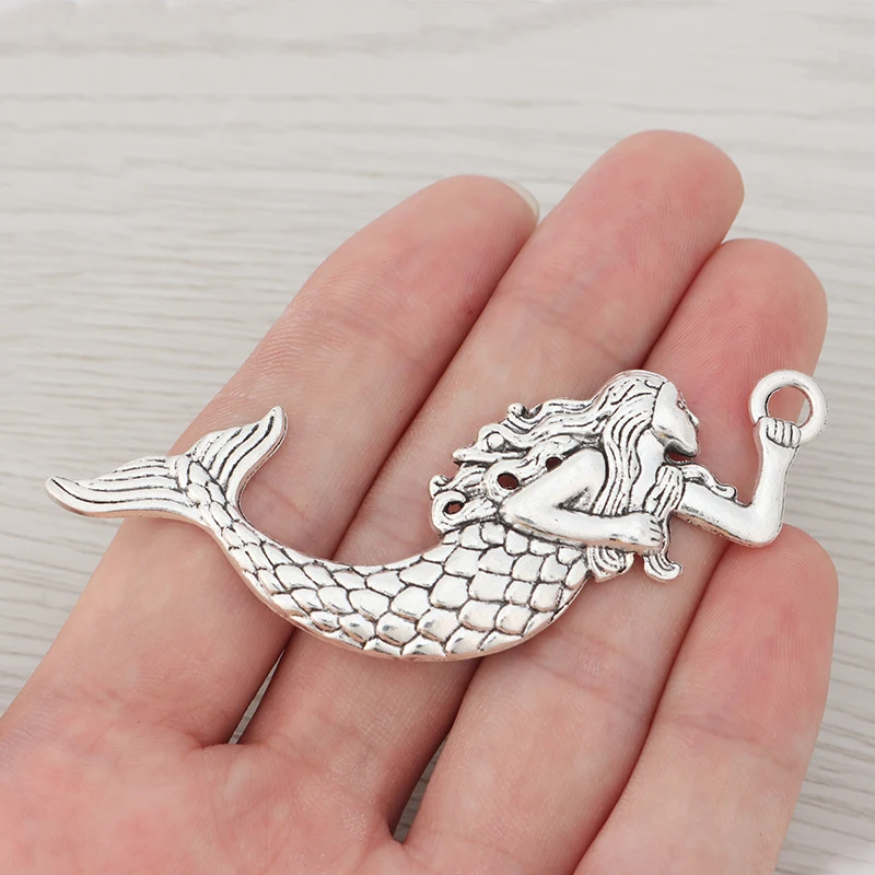 10 х тибетские серебряные большие Подвески Медальоны русалки для изготовление