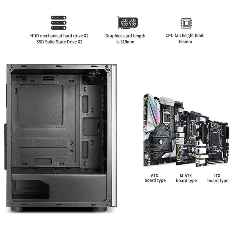 Игровой чехол для ПК прозрачная панель с поддержкой ATX/M-ATX/MINI-ATX кулер