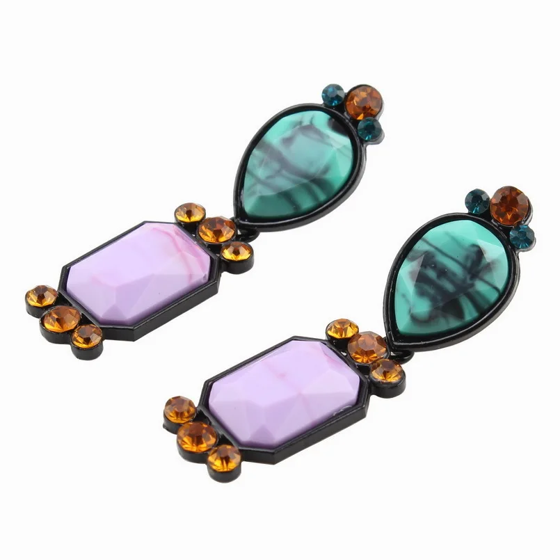 Florosy Модные Новые висячие серьги с листьями и кристаллами для женщин черные