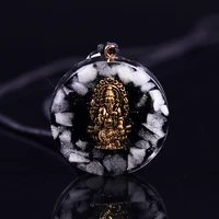 luminous ganesha orgone pendant necklace healing stones emf protection pendant energy generator orgonite necklace for protection