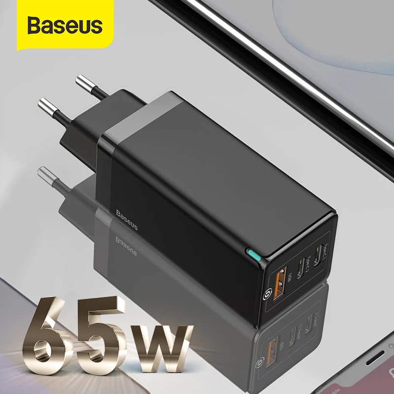 

Baseus GAN 65W Laptop Power Adapter ChargerÂ For Macbook Pro Quick Charge QC 4.0 PD 3.0 Type C Fast USB Charger For iPhone Tablet