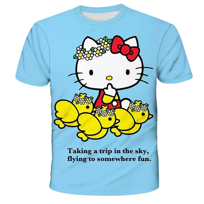 

New Pink Cute Series Girls Short Sleeve 3D Kitty Cat Girls Christmas T-Shirt Summer Breathable Comfortable Children'S Clothes