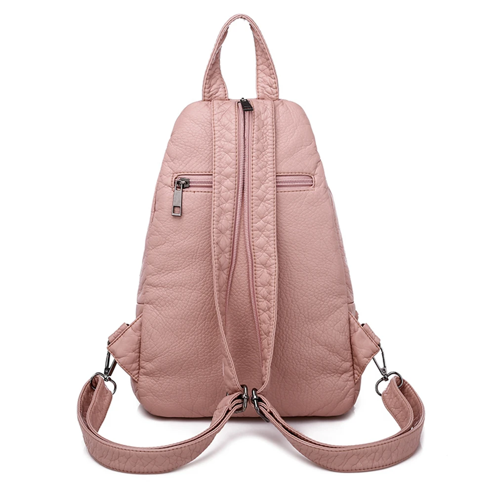 New Ladies Soft Washed Leather Backpack 3-in-1 Cute Cat Women Bagpack Small Travel Backpack For Girls Sac a dos Mochila Feminina