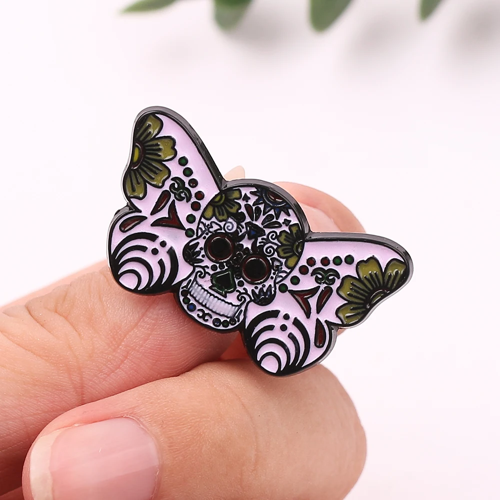 Красивый сад тематическая Бабочка Эмаль Булавка череп арт значок Забавный