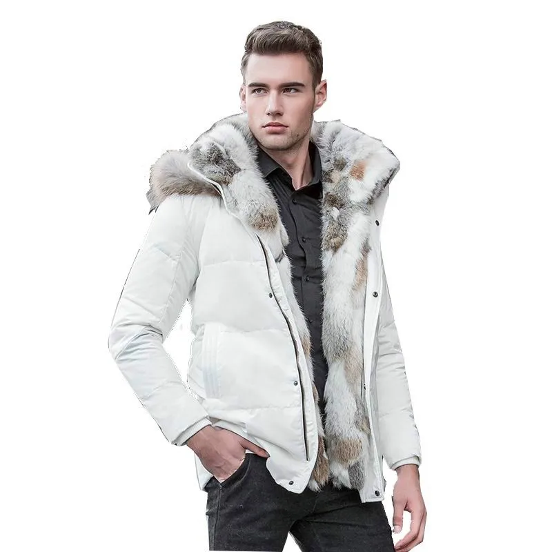 

2019 winter High Quality duck down jacket men coat parkas thick Liner male Warm Clothes Rabbit fur collar ,PLUS-SIZE 828