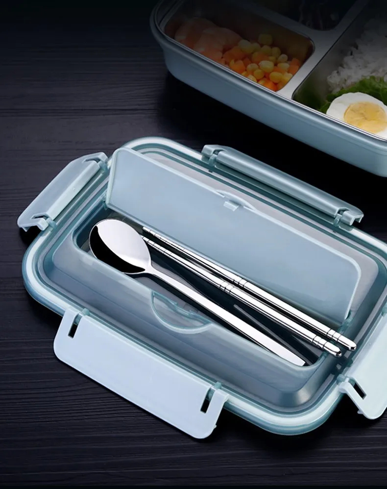 304 Нержавеющая сталь Bento Коробки для обедов с защитой от ожогов Портативный студент утепленная 3 сетки быстро Еда пластина с палочки из нержавеющей стали