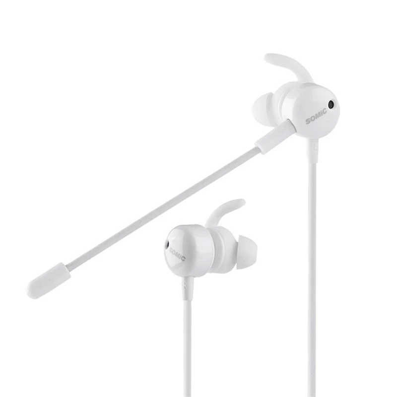 SOMiC G628 Игровые наушники вкладыши 3 5 мм USB Проводные Белые Двойные микрофоны