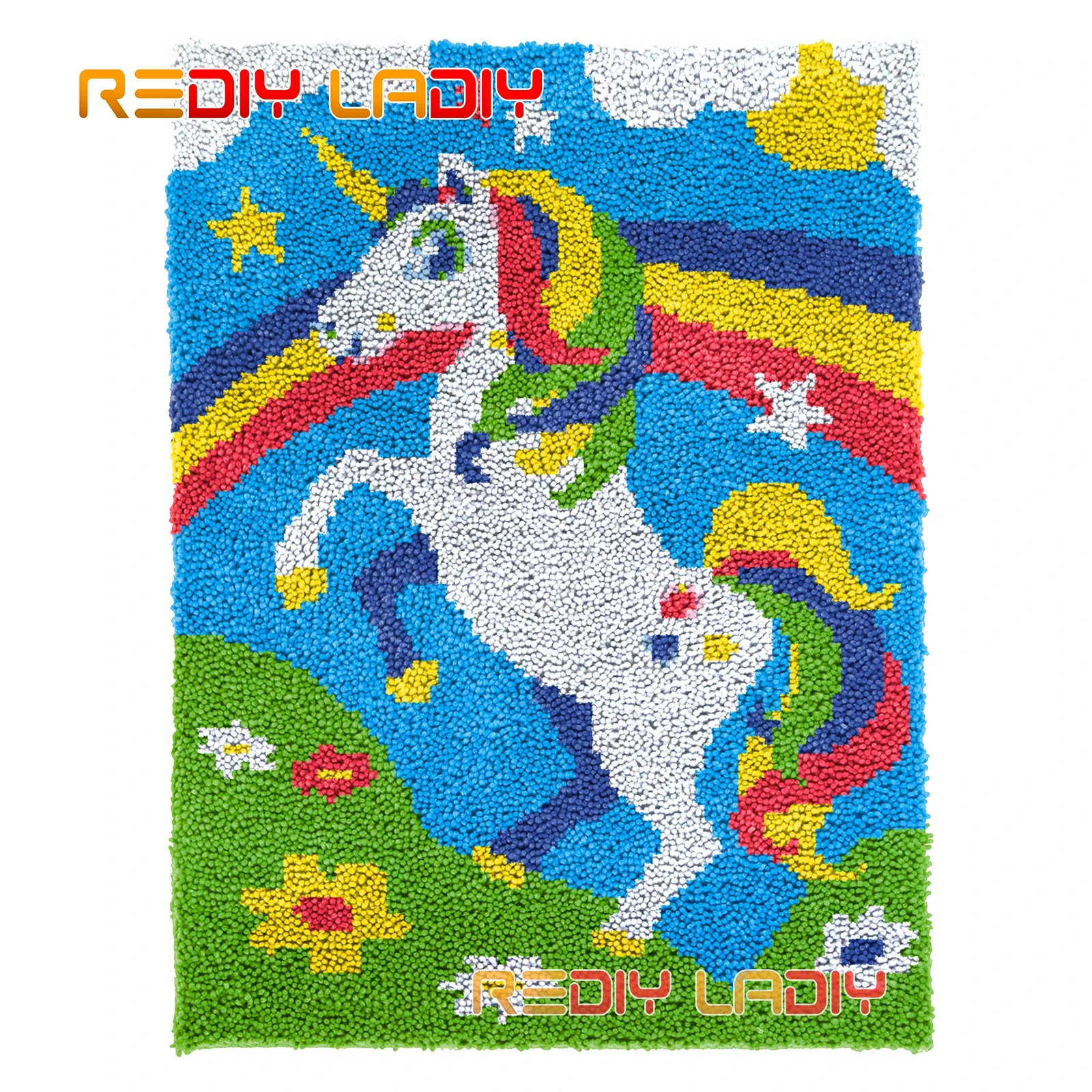 

DIY Carpet Rug Kits Colorful Unicorn Seat Cushion Latch Hook Rug Thick Yarn Needlework Crocheting Tapestry Knotted Floor Mat Cra