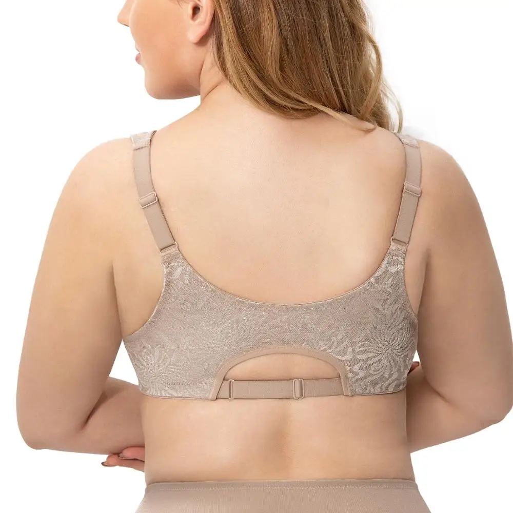 Wingslove Women Full Coverage Non Padded Minimizer Bra Front Closure Wirefree Underwear Comfortable Floal Lingerie 36C-42DDD