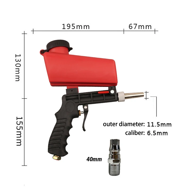 Portable Adjustable Gravity Sandblasting Gun Pneumatic Set Rust Blasting Device Mini Machine | Инструменты