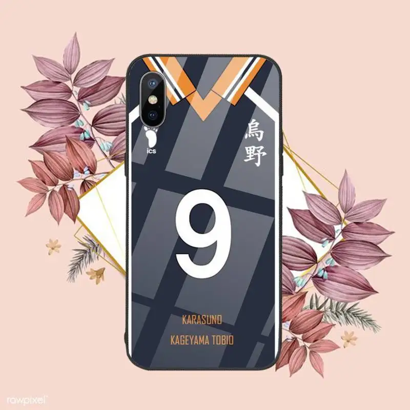 

Haikyuu!! Karasuno Jersey Shoyo Hinata Phone Case Tempered glass For iphone 6 6S 7 8 plus X XS XR 11 12 mini PRO MAX