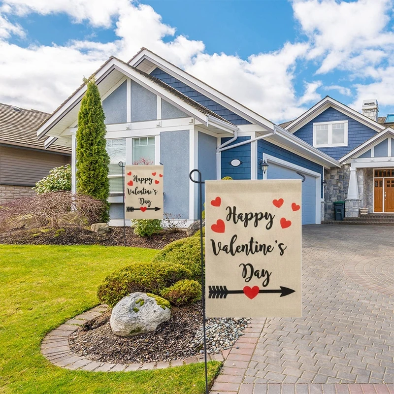 

Valentines Garden Flag 12.5x18'' Double Sided Happy Valentine's Day Love Heart Yard House Flag for Outdoor Indoor Decor