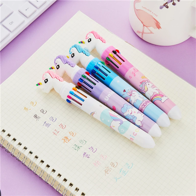 10 цветов Kawaii шариковая ручка с фламинго креативная мультяшная пресс-ручка милый