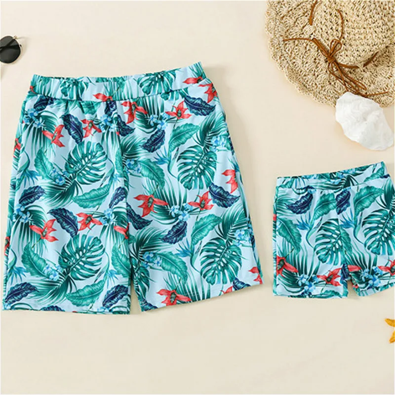 Семейный купальник бикини для мамы и дочки Отца Сына летний семейный купальный