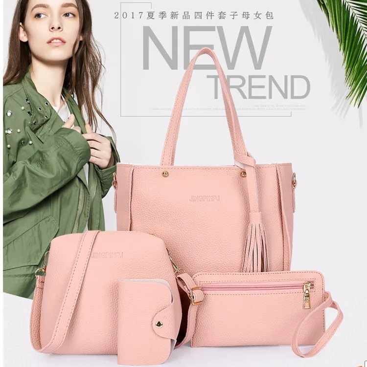 

Bags for Women Women's Backpack 4PCS Tassel Crossbody Bag Fashion Lychee Pattern PU Leather Women Coin Purse Clip Classic Bags