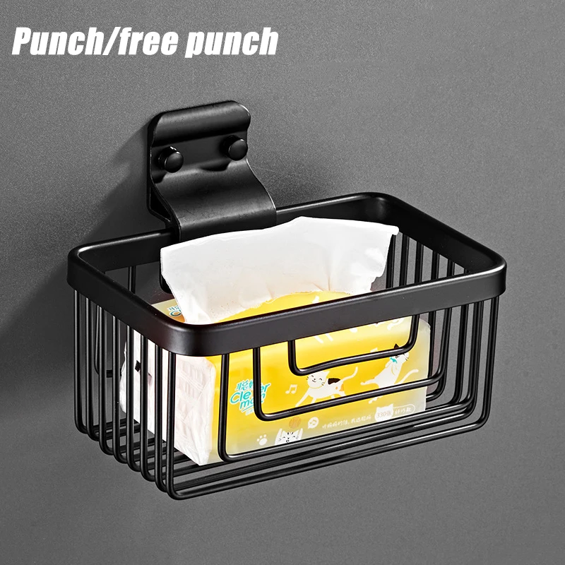 

Wall-mounted Hollow Basket Roll Paper Rack Toilet Household Tissue Towel Holder Perforated Or Glue Install