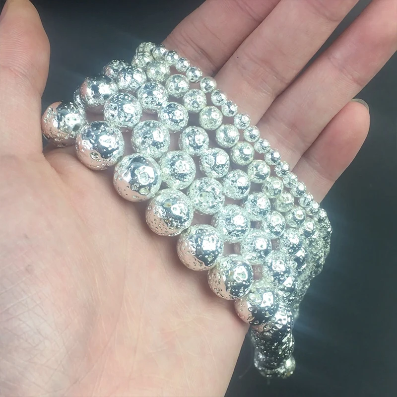 Круглые Серебристые цветные зеркальные бусины Бусины Из Натурального Гематита