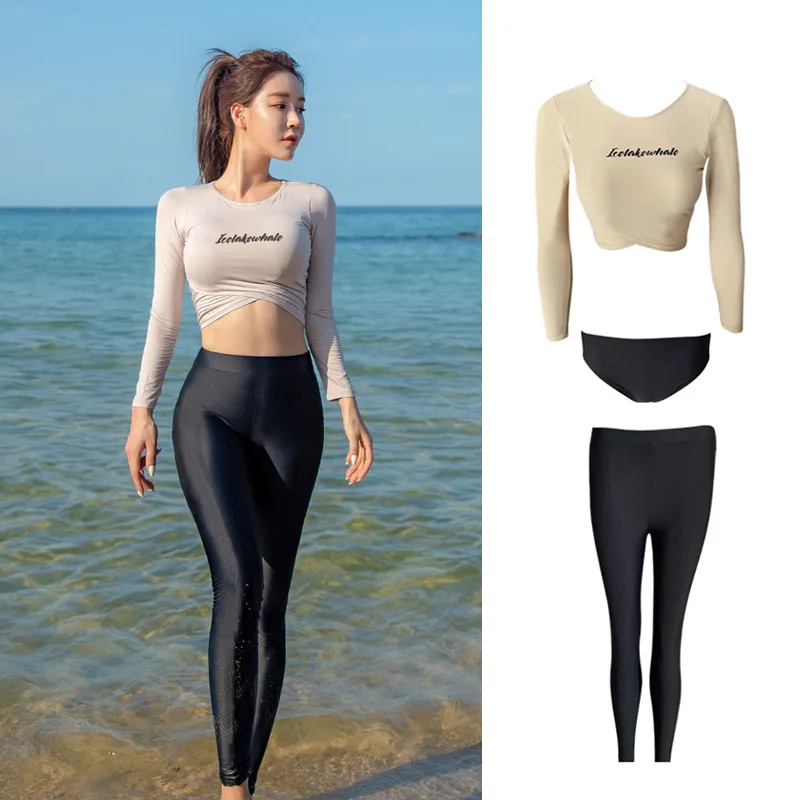 

Diving Suit Swimwear Women 2021 Two Pieces Split Long-Sleeved Swimsuit Leisure Surfing Sunscreen Sports Women's Swimming Suit
