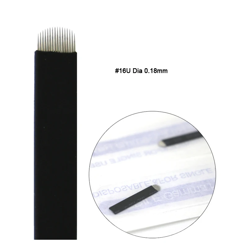 500 Pcs Black 0.18mm Microblading 7 9 12 14 16 18 21 U shape Tattoo needles for Permanente makeup Eyebrow Blades Manual pen |