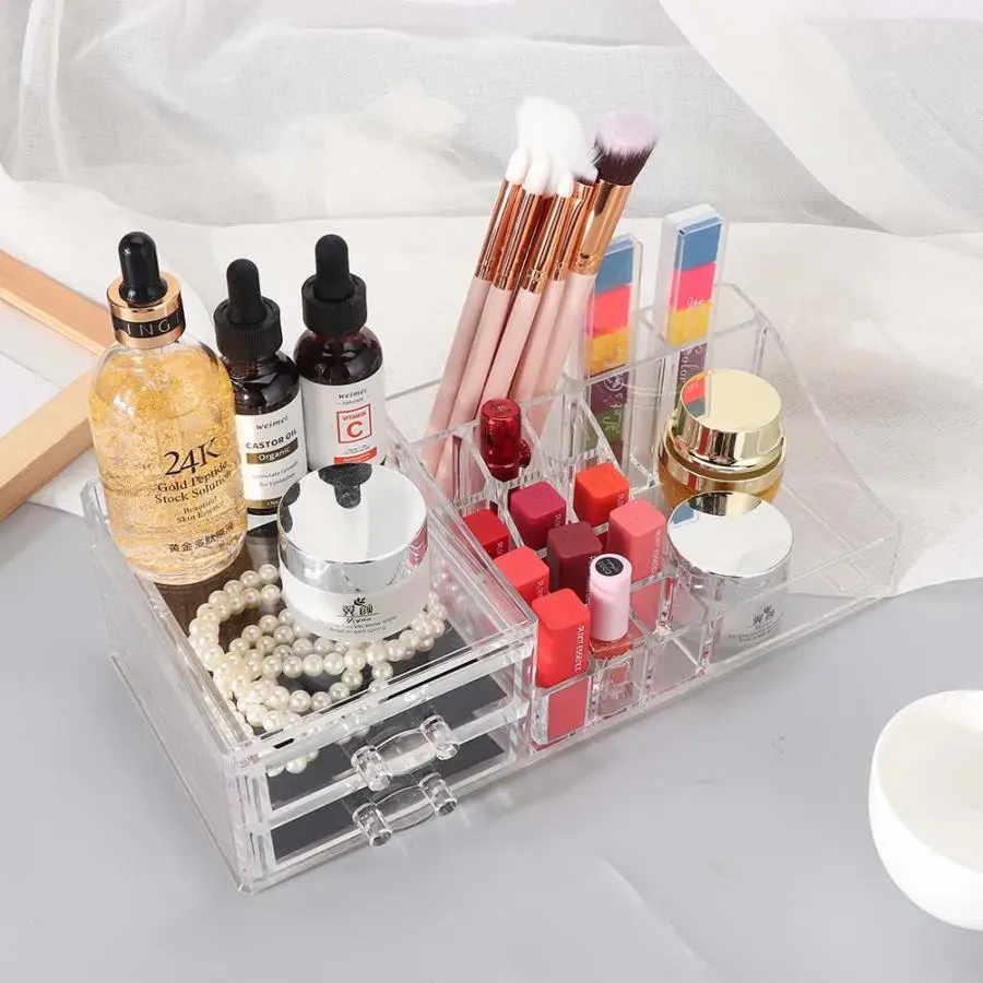 Акриловая Многофункциональная подставка для кистей макияжа прозрачная