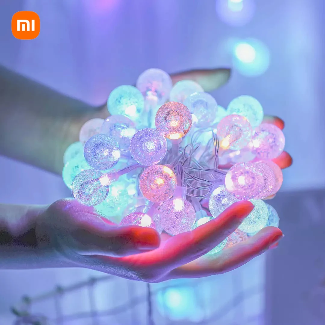 

СВЕТОДИОДНАЯ Гирлянда Xiaomi, умный светильник с дистанционным управлением, цветное водонепроницаемое уличное садовое Рождественское украше...