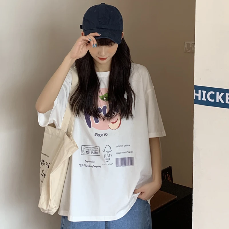 Модная брендовая футболка в гонконгском стиле с коротким рукавом Женская