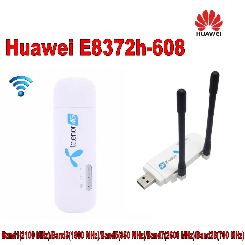 Разблокированный huawei E8372h-608-стик с 2 шт антенной 150 Мбит/с 4G LTE USB wifi dongle datacard со слотом для sim-карты 4G модем carfi