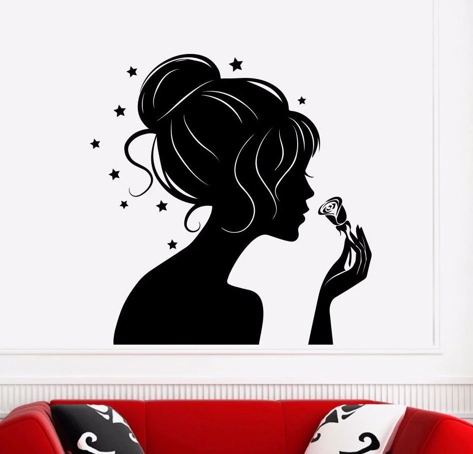 

Girl Hair стикеры bedroom wall decor виниловые наклейки Beauty Girl Silhouette home decoration accessories free shiping H76
