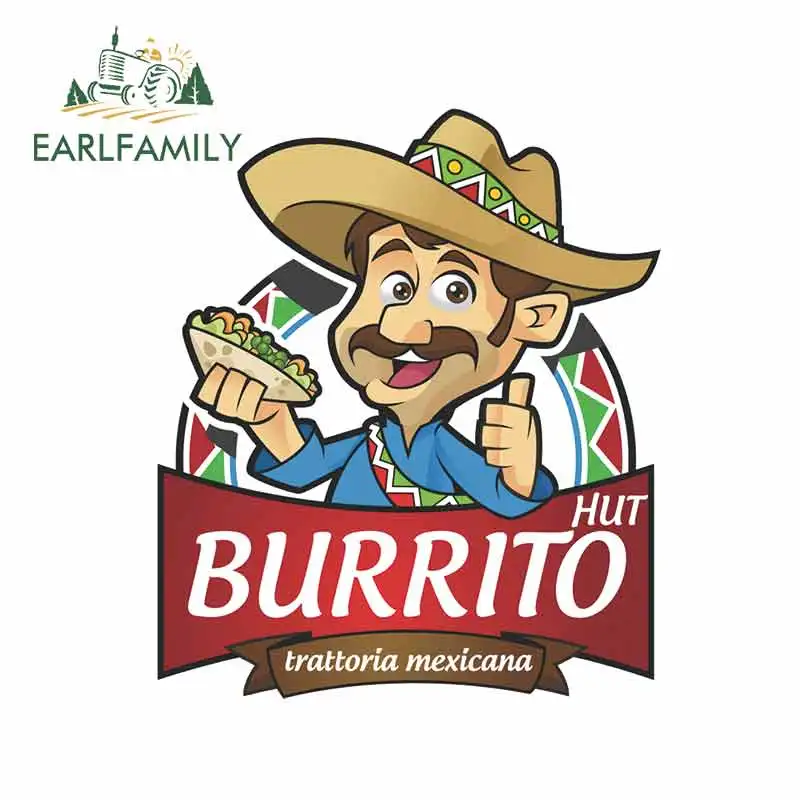 

EARLFAMILY 13cm x 11.2cm for Burrito Hut Camper Decal Waterproof Fashion Occlusion Scratch DIY Custom Printing SUV Car Stickers