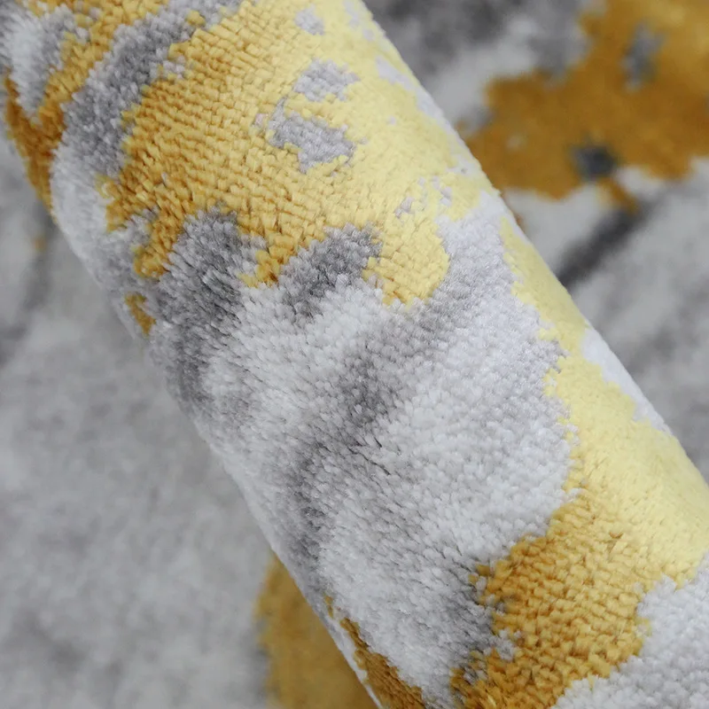 

Modern Yellow Grey Abstract Carpet Bedroom Living Room Polypropylene Area Rugs Sofa Coffee Table Thickened Mat Study Carpets