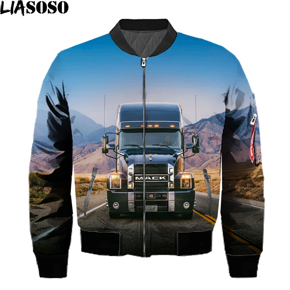 

Лидер продаж 2021, новый дизайн, Мужская зимняя утепленная куртка-бомбер с 3D принтом грузовика, Повседневная модная забавная куртка в стиле Ха...