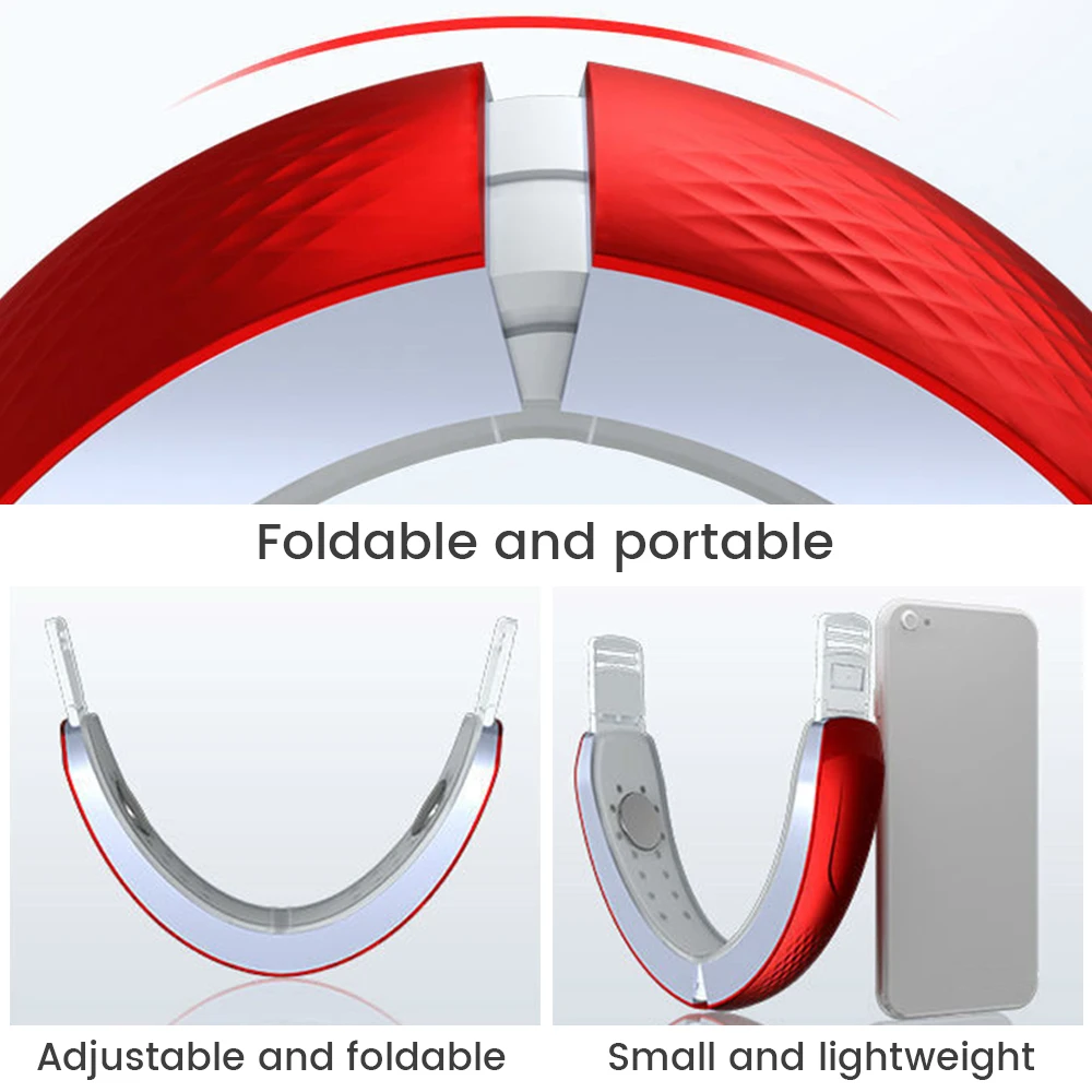 Chin V-Line Up Lift Belt Machine Red Blue LED Photon Therapy Facial Lifting Device Face Slimming Vibration Massager V-Face Care | Красота и