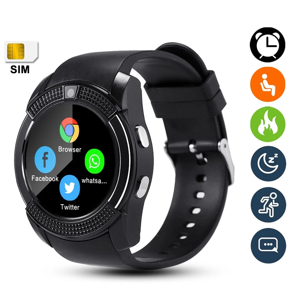 Chamada de Fitness Esportes à Prova Relógio Inteligente Bluetooth Monitor Pressão Arterial Suporte tf Sim Cartão Pulseira Masculino Mulher Dwaterproof Água Smartver v8