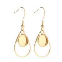 10pcs exquisite goldsteel teardrop stainless steel earrings bases settings earring blank diy earring kits bezel earring