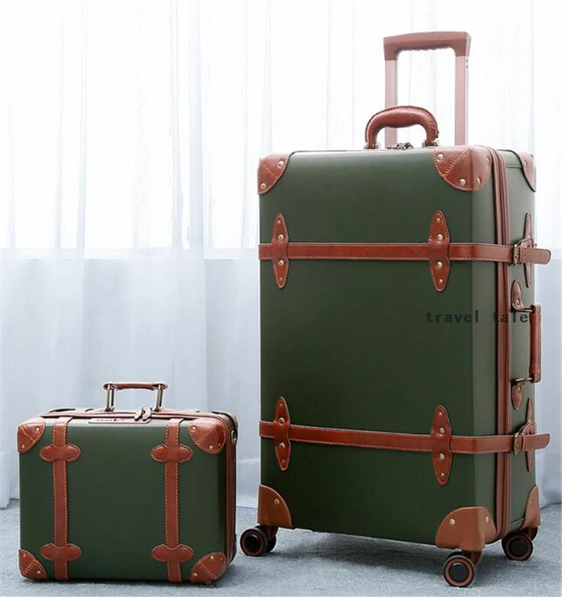 CARRYLOVE 2" 24" 2" inc. Женская Ретро кожаная сумка для багажа spinner trunks box trolly винтажный чемодан на колесах