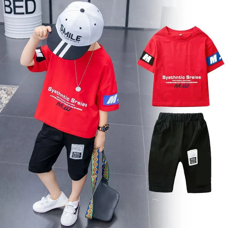 New Summer Boys Clothing Sets Children T-shirt Short Sleeve +Pants Set Two Pieces Kids Baby Clothes 6 8 10 11 12 Years |