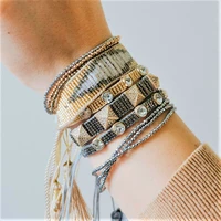 luxury miyuki seed bead bracelet for women hematite beaded bracelets evil eye jewelry 2021 rhinestone adjustable pulseras mujer