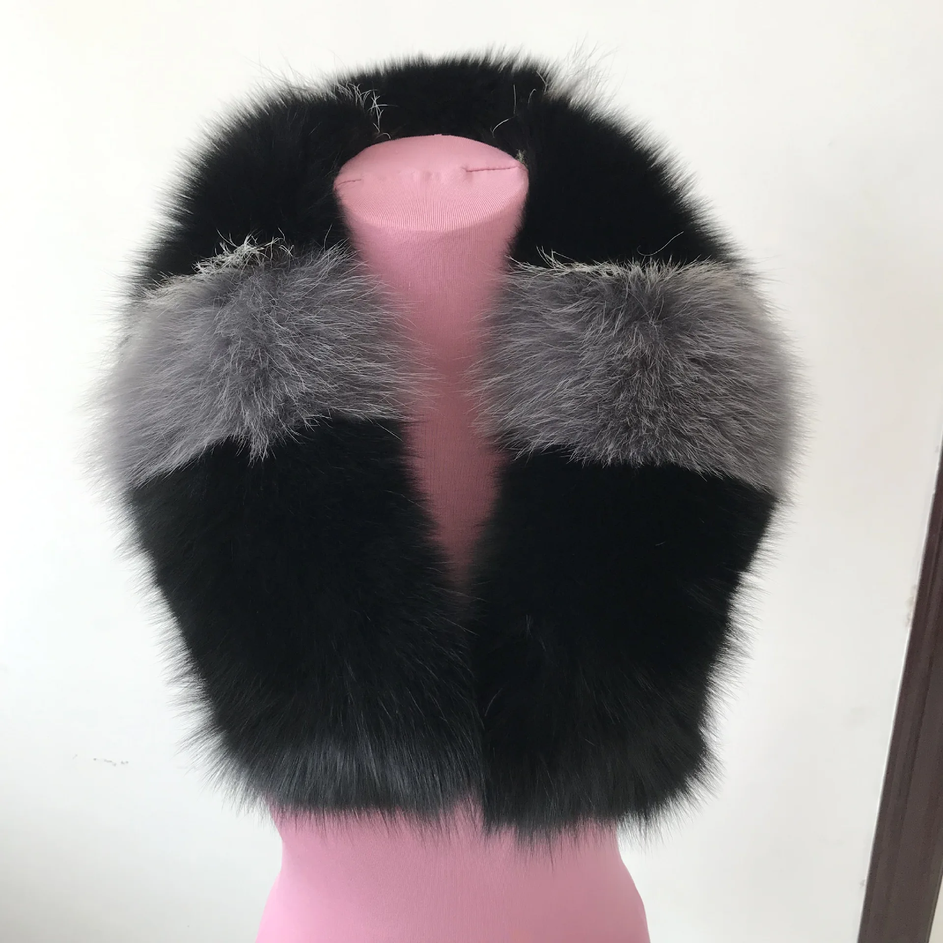 JKP 2020 теплый воротник из натурального Лисьего меха полосатый зимний шарф