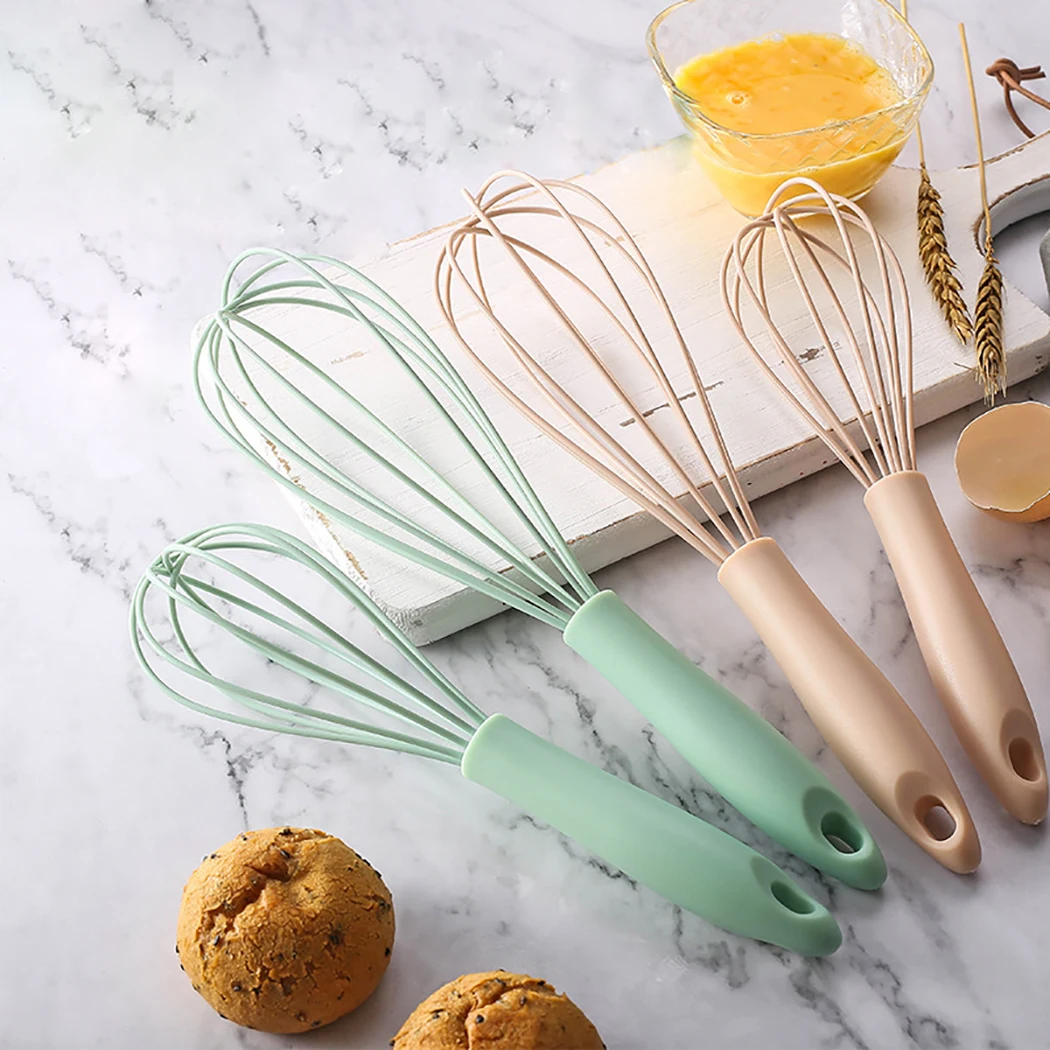 

justdolife Silicone Balloon Whisk Plastic Handle Egg Whisk Balloon Egg Beater for Kitchen Baking Cooking Utensils Accessiores
