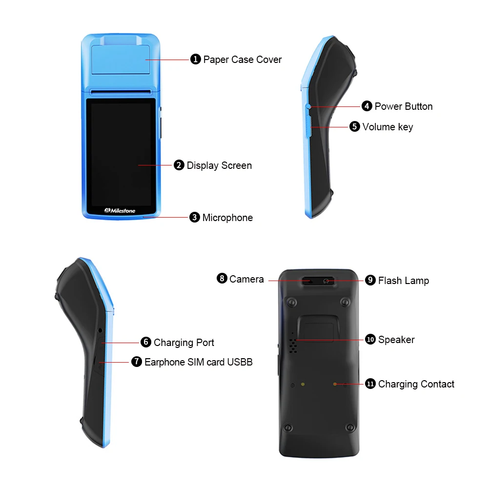 

POS Thermal Printer Bluetooth WIFI GPRS USB SIM Portable Wireless Android POS Machine Android 6.0 Handheld Printer with Gifts