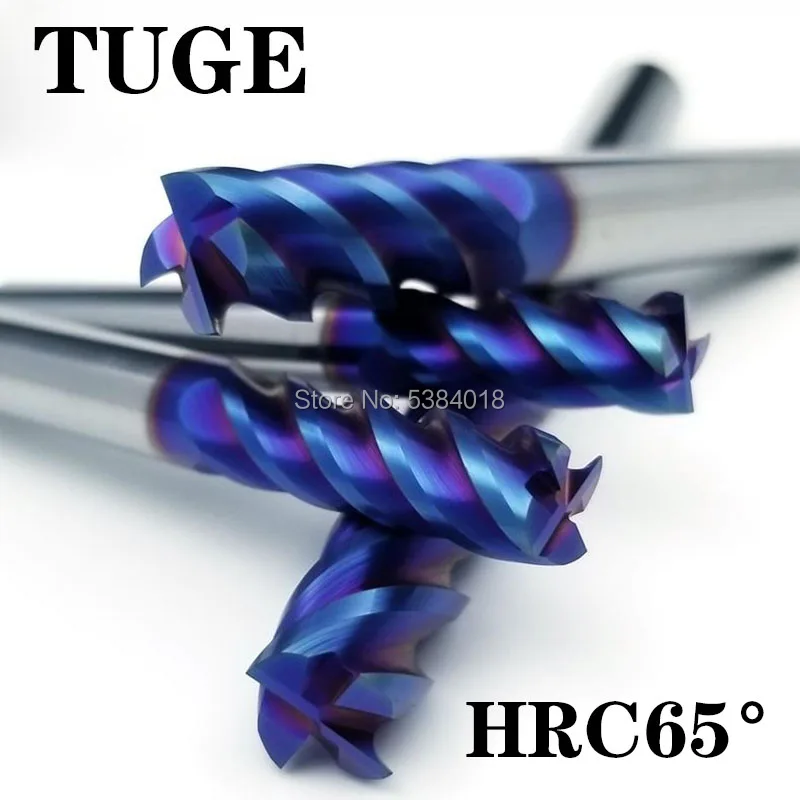 TuGe HRC65 4 Флейта карбидная Вольфрамовая сталь Фрезерный резак из твердого