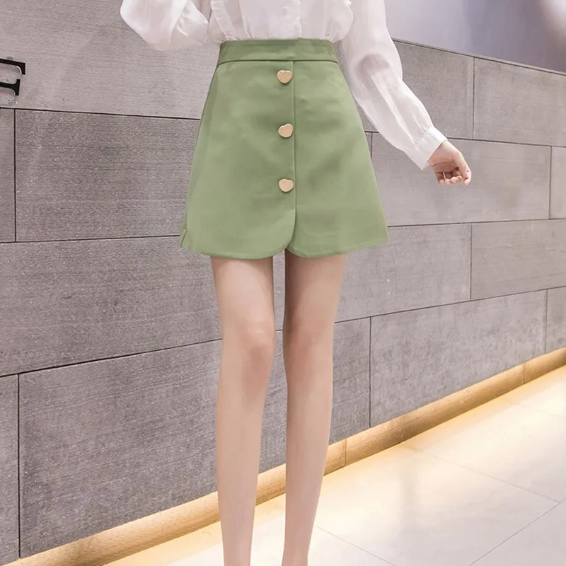 

Woman Skirts Summer Korean Style Wild Retro Gentle High Waist Slimming Thin Solid Color A-Line Skirt Retro Fashion Skirts