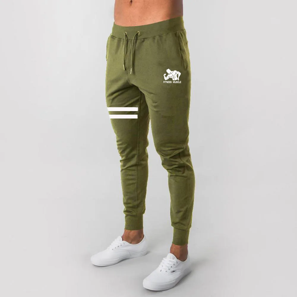

Jogger Streetwear Sweatpants Men's Striped Style Printed Muscular Autumn and Winter Tights