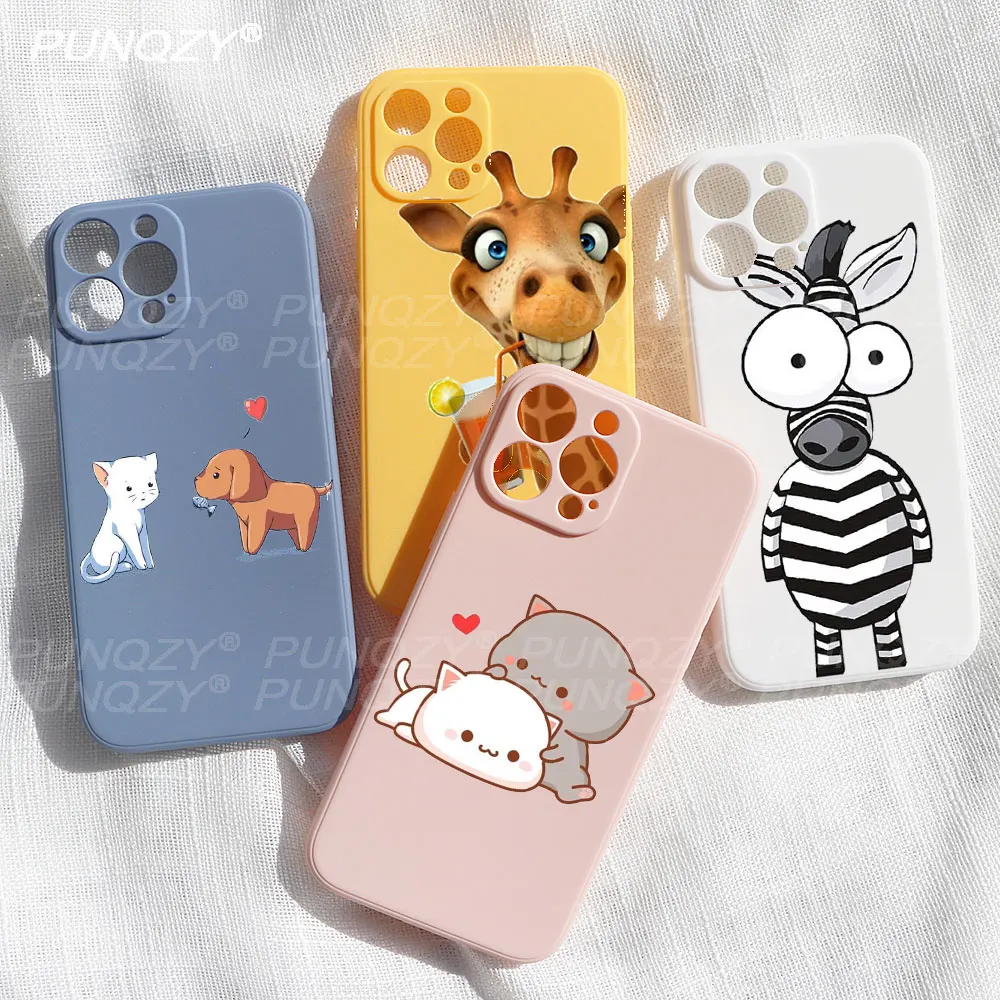 

Cute Cat Dog giraff Animal Clip Art Phone Case For iPhone 13 Pro 12 Pro Max 11 pro max 7 plus 6 8 Plus X XS MAX XR Soft TPU Case